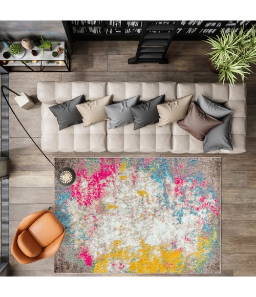 Contemporary POP Modern Abstract Yellow/Multi 4 ft. x 6 ft. Area Rug