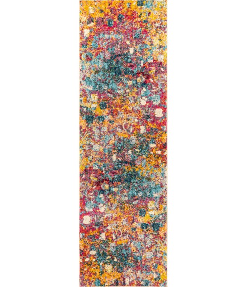 CONTEMPORARY POP Area Rug Contemporary POP Modern Abstract Multi/Yellow 2 ft. x 8 ft. Runner Rug