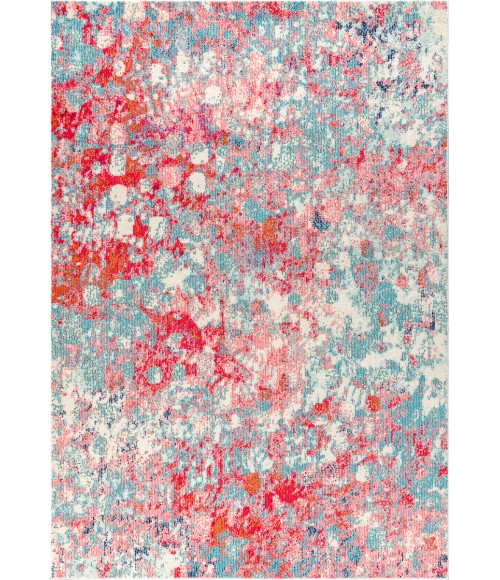 CONTEMPORARY POP Area Rug Contemporary POP Modern Abstract Blue/Red 3 ft. x 5 ft. Area Rug