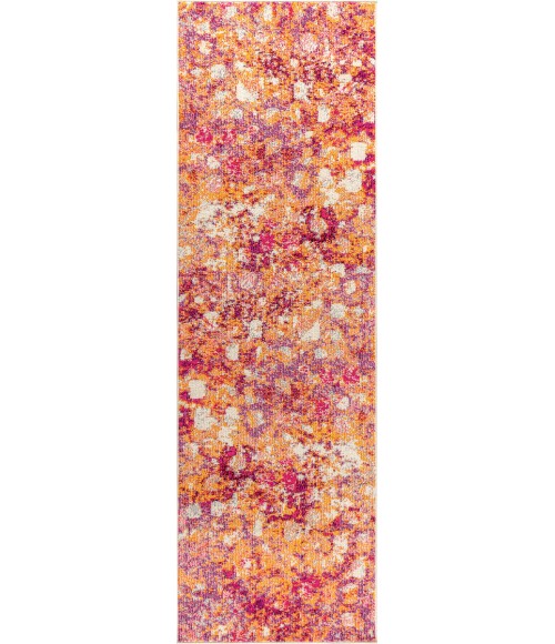 Contemporary POP Modern Abstract Pink/Orange 2 ft. x 8 ft. Runner Rug