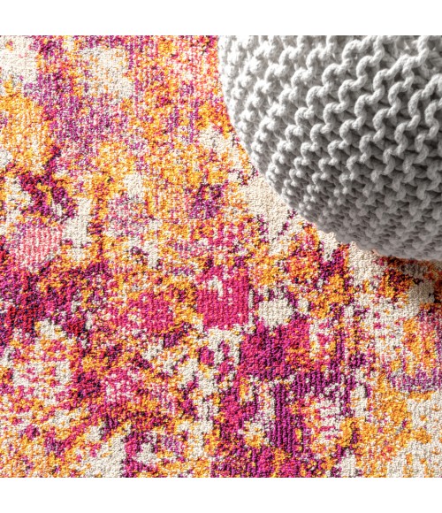 Contemporary POP Modern Abstract Pink/Orange 8 ft. x 10 ft. Area Rug