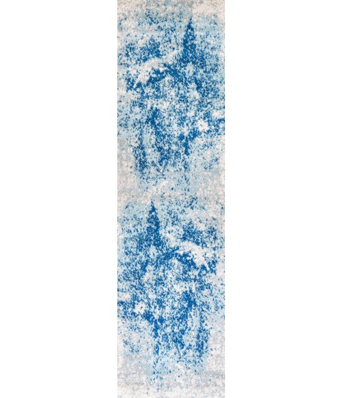 CONTEMPORARY POP Area Rug Dune Modern Abstract Cream/Blue 2 ft. x 8 ft. Runner Rug