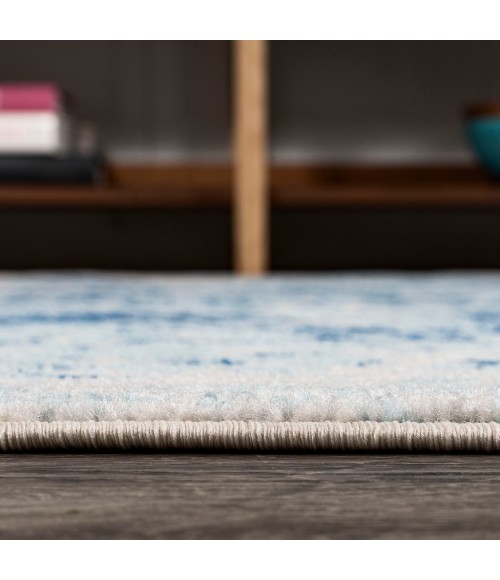 CONTEMPORARY POP Area Rug Dune Modern Abstract Cream/Blue 2 ft. x 8 ft. Runner Rug