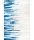CONTEMPORARY POP Area Rug Linear Modern Half-Stripe Blue/Cream 5 ft. x 8 ft. Area Rug