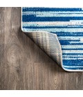 CONTEMPORARY POP Area Rug Linear Modern Half-Stripe Blue/Cream 5 ft. x 8 ft. Area Rug