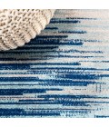 CONTEMPORARY POP Area Rug Linear Modern Half-Stripe Blue/Cream 5 ft. x 8 ft. Area Rug