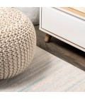 CONTEMPORARY POP Area Rug Linear Modern Half-Stripe Blue/Cream 5 ft. x 8 ft. Area Rug