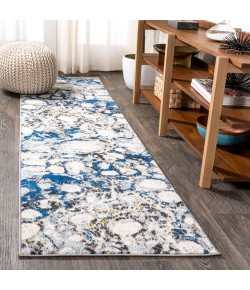 Jonathany Contemporary Pop CTP113A Dark Gray/Blue Area Rug 2 ft. 3 in. X 8 ft. Runner