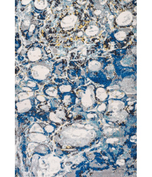 CONTEMPORARY POP Area Rug Pebble Marbled Abstract Dark Gray/Blue 3 ft. x 5 ft. Area Rug