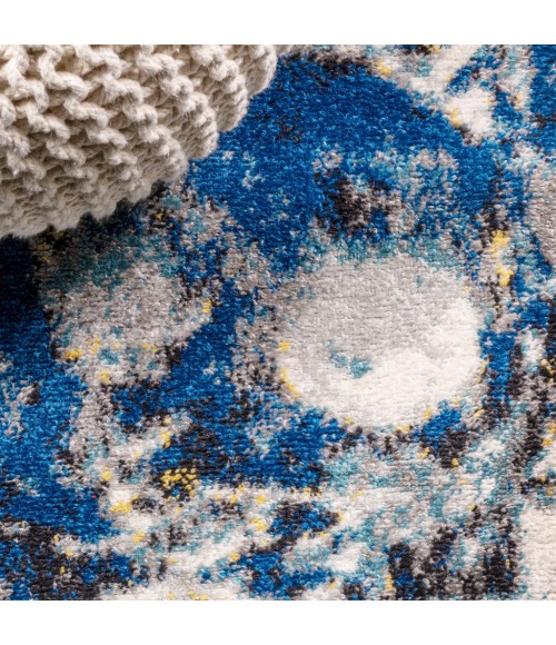CONTEMPORARY POP Area Rug Pebble Marbled Abstract Dark Gray/Blue 3 ft. x 5 ft. Area Rug