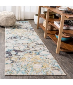 Jonathany Contemporary Pop CTP113B Blue/Beige Area Rug 2 ft. 3 in. X 8 ft. Runner
