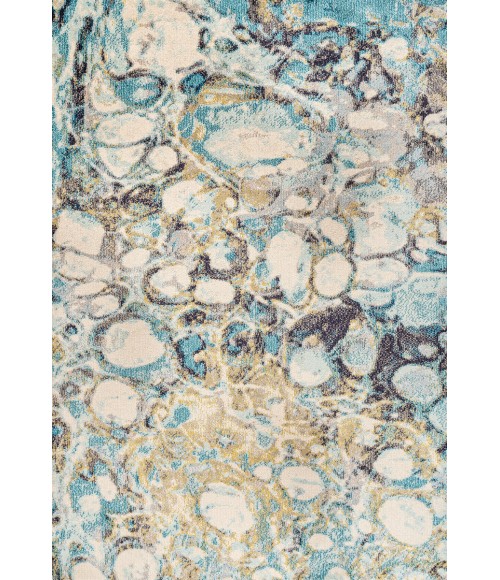Pebble Marbled Abstract Blue/Beige 4 ft. x 6 ft. Area Rug
