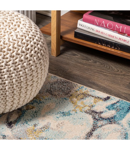 Pebble Marbled Abstract Blue/Beige 4 ft. x 6 ft. Area Rug