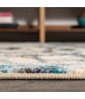 Pebble Marbled Abstract Blue/Beige 2 ft. x 8 ft. Runner Rug