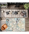 Pebble Marbled Abstract Blue/Beige 4 ft. x 6 ft. Area Rug