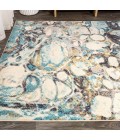 Pebble Marbled Abstract Blue/Beige 4 ft. x 6 ft. Area Rug