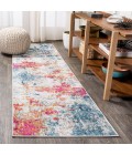CONTEMPORARY POP Area Rug Sunset Modern Abstract Blue/Multi 2 ft. x 8 ft. Runner Rug