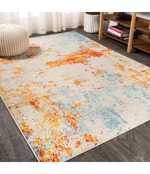 CONTEMPORARY POP Area Rug Sunset Modern Abstract Orange/Multi 4 ft. x 6 ft. Area Rug