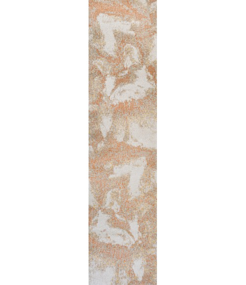 CONTEMPORARY POP Area Rug Petalo Abstract Two-Tone Modern Orange/Beige/Cream 2 ft. x 8 ft. Runner Rug