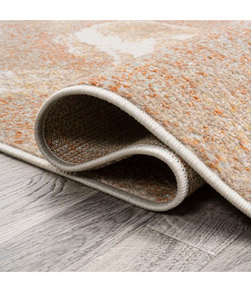 CONTEMPORARY POP Area Rug Petalo Abstract Two-Tone Modern Orange/Beige/Cream 2 ft. x 8 ft. Runner Rug