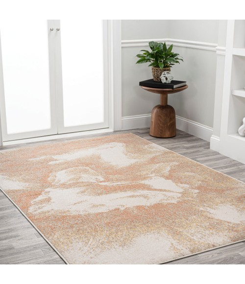 CONTEMPORARY POP Area Rug Petalo Abstract Two-Tone Modern Orange/Beige/Cream 5 ft. x 8 ft. Area Rug