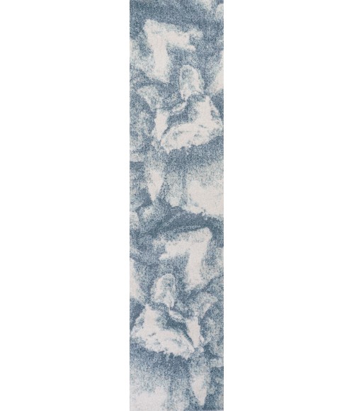 Petalo Abstract Two-Tone Modern Blue/Cream 2 ft. x 8 ft. Runner Rug
