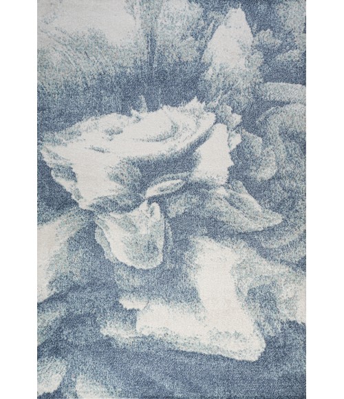 Petalo Abstract Two-Tone Modern Blue/Cream 3 ft. x 5 ft. Area Rug