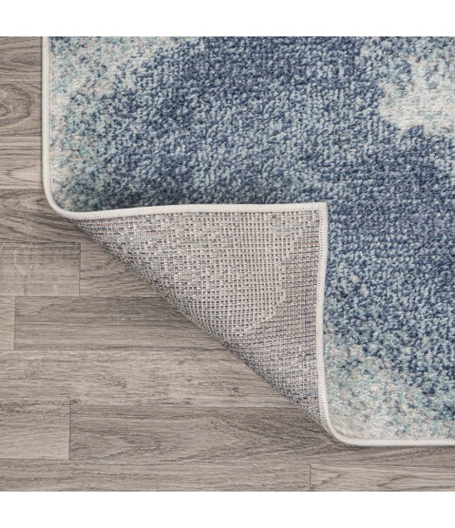Petalo Abstract Two-Tone Modern Blue/Cream 2 ft. x 8 ft. Runner Rug