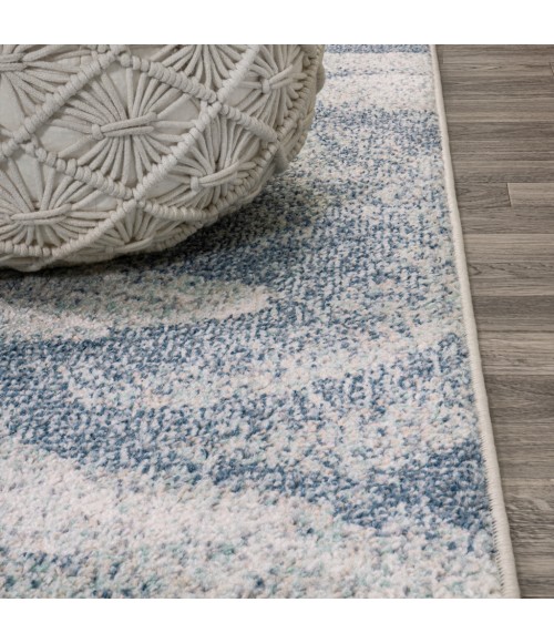 Petalo Abstract Two-Tone Modern Blue/Cream 2 ft. x 8 ft. Runner Rug