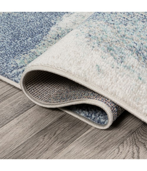 Petalo Abstract Two-Tone Modern Blue/Cream 2 ft. x 8 ft. Runner Rug