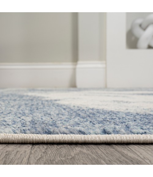 Petalo Abstract Two-Tone Modern Blue/Cream 2 ft. x 8 ft. Runner Rug