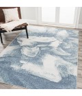 Petalo Abstract Two-Tone Modern Blue/Cream 3 ft. x 5 ft. Area Rug