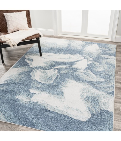 Petalo Abstract Two-Tone Modern Blue/Cream 3 ft. x 5 ft. Area Rug