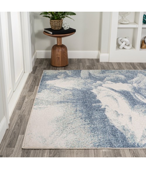 Petalo Abstract Two-Tone Modern Blue/Cream 3 ft. x 5 ft. Area Rug