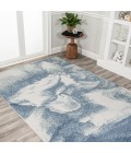 Petalo Abstract Two-Tone Modern Blue/Cream 3 ft. x 5 ft. Area Rug