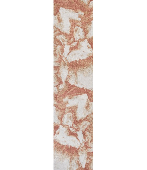 CONTEMPORARY POP Area Rug Petalo Abstract Two-Tone Modern Orange/Cream 2 ft. x 8 ft. Runner Rug