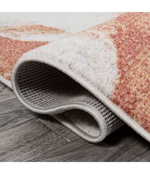 CONTEMPORARY POP Area Rug Petalo Abstract Two-Tone Modern Orange/Cream 2 ft. x 8 ft. Runner Rug