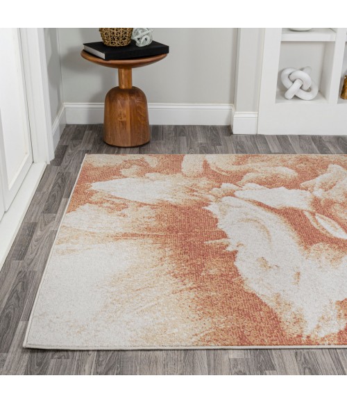 CONTEMPORARY POP Area Rug Petalo Abstract Two-Tone Modern Orange/Cream 8 ft. x 10 ft. Area Rug