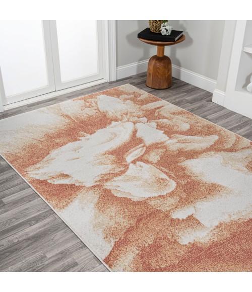 CONTEMPORARY POP Area Rug Petalo Abstract Two-Tone Modern Orange/Cream 8 ft. x 10 ft. Area Rug