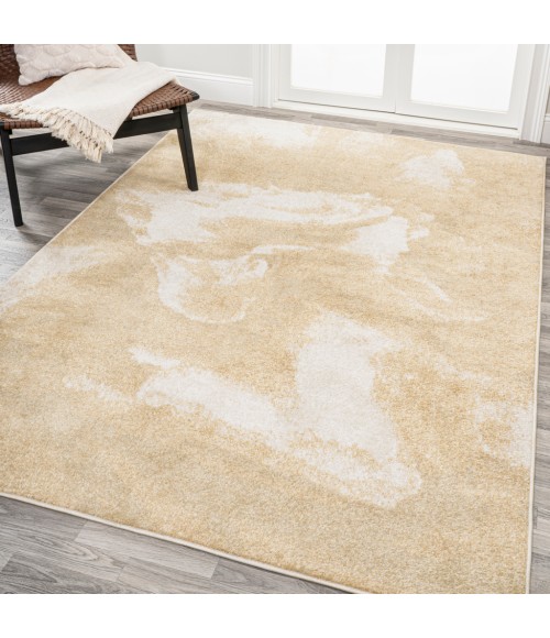 Petalo Abstract Two-Tone Modern Gold/Cream 3 ft. x 5 ft. Area Rug