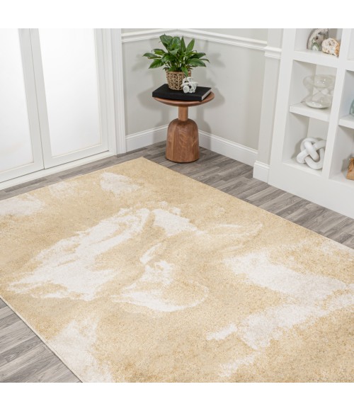 Petalo Abstract Two-Tone Modern Gold/Cream 3 ft. x 5 ft. Area Rug