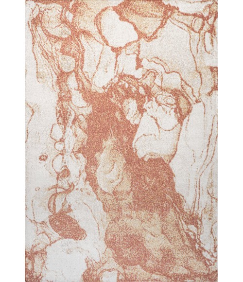 CONTEMPORARY POP Area Rug Marmo Abstract Marbled Modern Orange/Cream 8 ft. x 10 ft. Area Rug