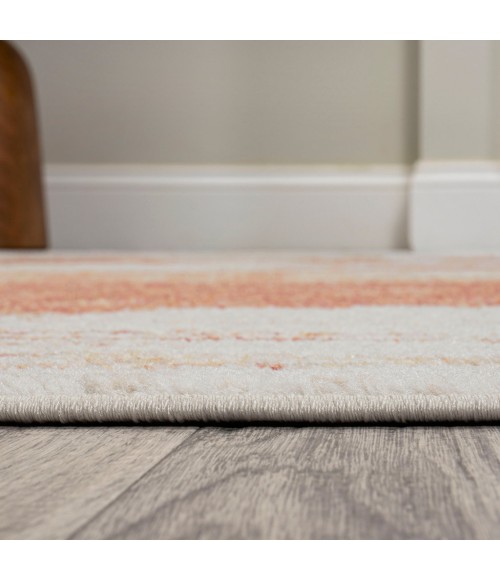 CONTEMPORARY POP Area Rug Marmo Abstract Marbled Modern Orange/Cream 2 ft. x 8 ft. Runner Rug
