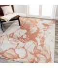 CONTEMPORARY POP Area Rug Marmo Abstract Marbled Modern Orange/Cream 8 ft. x 10 ft. Area Rug