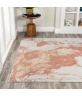 CONTEMPORARY POP Area Rug Marmo Abstract Marbled Modern Orange/Cream 8 ft. x 10 ft. Area Rug