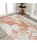 CONTEMPORARY POP Area Rug Marmo Abstract Marbled Modern Orange/Cream 8 ft. x 10 ft. Area Rug