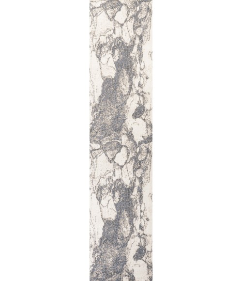Marmo Abstract Marbled Modern Gray/Cream 2 ft. x 8 ft. Runner Rug