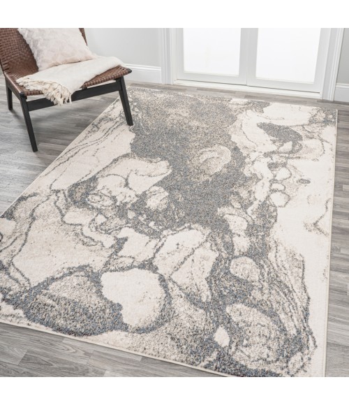 CONTEMPORARY POP Area Rug Marmo Abstract Marbled Modern Gray/Cream 5 ft. x 8 ft. Area Rug