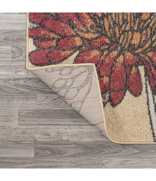CONTEMPORARY POP Area Rug Dizi Modern Botanical Wildflower Yellow/Ivory/Red 8 ft. x 10 ft. Area Rug