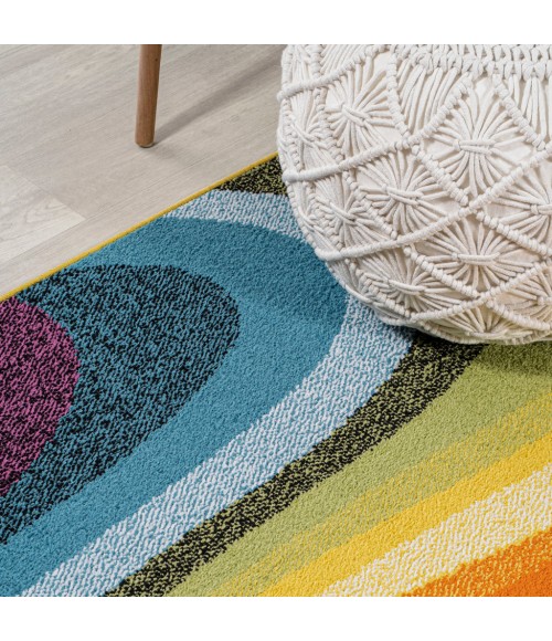 Flow Abstract Swirl Red/Yellow/Blue 3 ft. x 5 ft. Area Rug